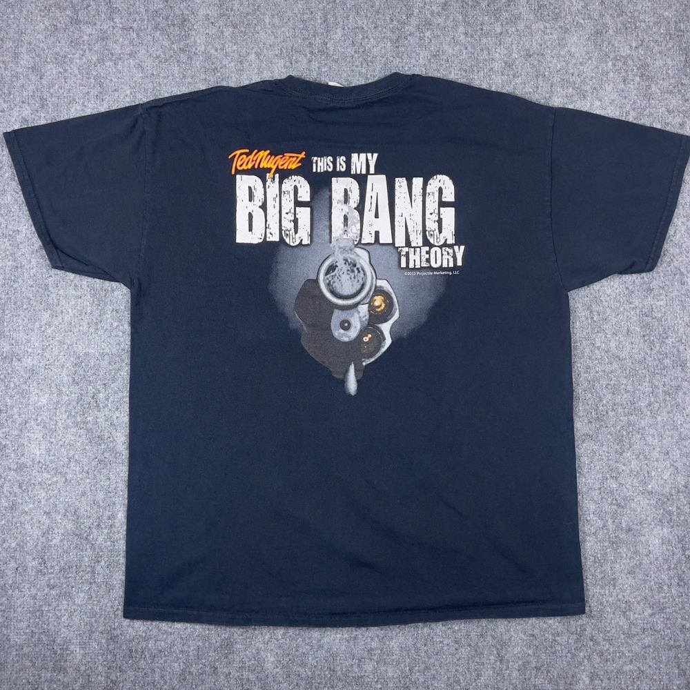 Ted Nugent T-Shirt Mens XL Black Big Bang Theory Revolver Graphic 2012 Tour Tee